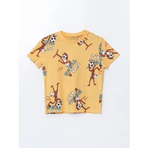 LCW Kids Turuncu Bisiklet Yaka Baskılı Erkek Çocuk Tişört