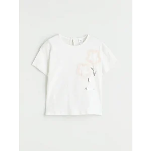 LCW Kids Ekru Bisiklet Yaka Pamuklu Kız Çocuk Tişört