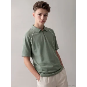 LCW Kids Haki Polo Yaka Erkek Çocuk Pike Tişört