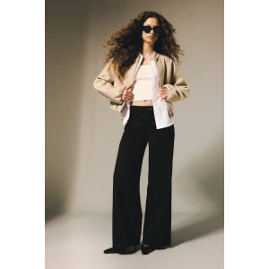 Defacto E4381AXBK81 Siyah %100 Pamuk Wıde Leg Normal Bel Gabardin Pantolon