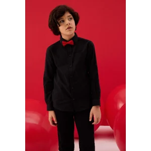 Defacto B5983A8BK81 Siyah Keten Görünümlü Gömlek Erkek Çocuk