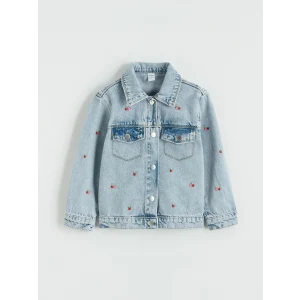 LCW Kids İndigo  Nakışlı Kız Çocuk Jean Ceket