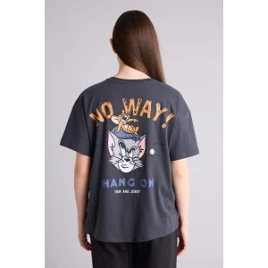 Defacto G5026AXAR191 Antrasit Tom & Jerry Oversıze Sırt Baskılı Tişört