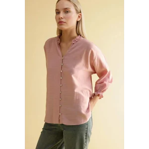Defacto G8959AXPN111 Pembe V Yaka Uzun Kollu Gömlek