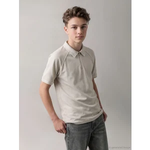 LCW Kids Gri Polo Yaka Erkek Çocuk Pike Tişört