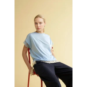 Defacto H0576AXBE196 Mavi Bisiklet Yaka Kısa Kollu Tişört