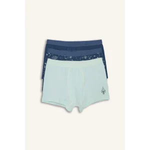 Defacto H0703A8IN103 İndigo Baskılı Penye 3lü Boxer Erkek Çocuk