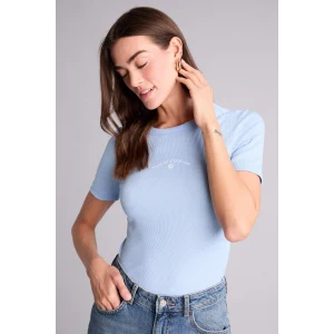 Defacto H2358AXBE791 Mavi Slım Fıt Fitilli Kaşkorse Tişört