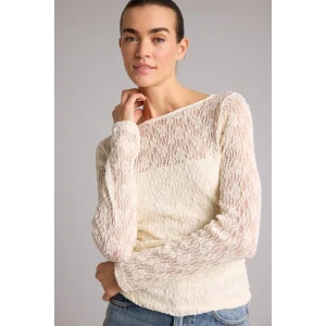 Defacto G1743AXER138 Ekru Fıtted Kayık Yaka Dantel Bluz