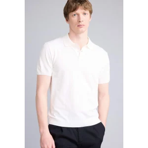 Defacto E3241AXWT32 Beyaz Standart Fıt Polo Yaka Triko Kısa Kollu Polo Tişört