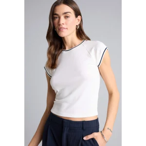 Defacto H4287AXER105 Ekru Basıc Ribana Tişört