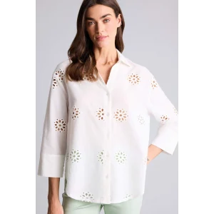 Defacto B5419AXWT18 Beyaz Oversıze Gömlek Yaka Brode Uzun Kollu Gömlek