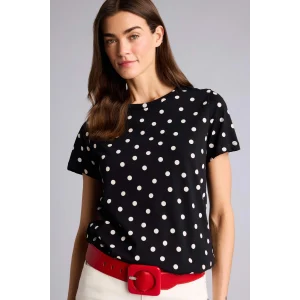 Defacto H2433AXBK81 Siyah Puantiyeli Penye Tişört