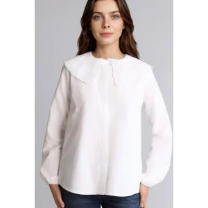 Defacto H0281AXWT32 Beyaz Regular Fıt Poplin Uzun Kollu Tunik