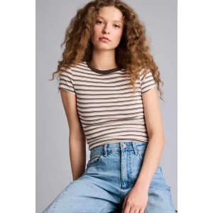 Defacto G2231AXPN74 Pembe Fıtted Bisiklet Yaka Ribana Kısa Kollu Tişört