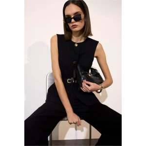 Defacto F7293AXBK81 Siyah Fitted Düğmeli Yelek