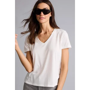 Defacto W9204AZER105 Ekru Regular Fıt V Yaka Basıc Düz Kısa Kollu Tişört