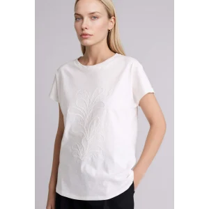 Defacto G9264AXER105 Ekru Nakışlı Penye Tişört