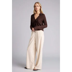 Defacto E1981AXBG286 Bej Wıde Leg Beli Lastikli Keten Karışımlı Pantolon