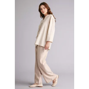 Defacto F7960AXBG186 Bej Wıde Leg Keten Karışımlı Pantolon