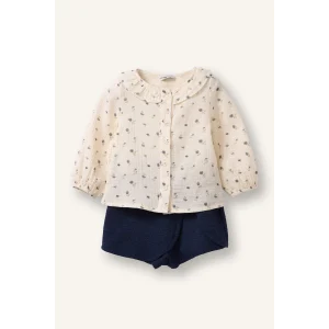 Defacto G8738A5ER99 Ekru Çiçekli Müslin 2li Takım Kız Bebek