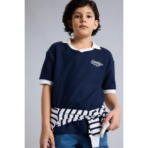 Defacto H0933A8NV64 Lacivert Oversıze Polo Tişört Erkek Çocuk