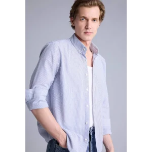 Defacto G2530AXIN131 İndigo Regular Fıt Polo Yaka Pamuklu Gömlek