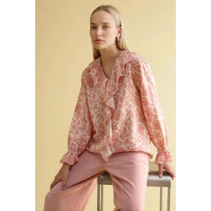 Defacto G8784AXPN111 Pembe Desenli Uzun Kollu Bluz