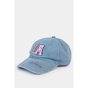 Defacto C0587A8BE106 Mavi Nakışlı Jean Cap Şapka Kız Çocuk