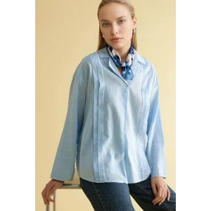 Defacto G8785AXBE196 Mavi Relax Fıt Uzun Kollu Bluz