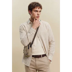 Defacto F9322AXER137 Ekru Keten Karışımlı Gömlek