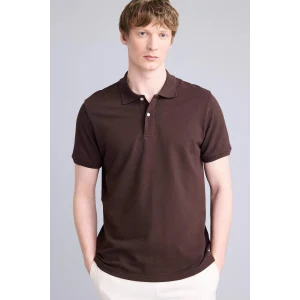 Defacto E9504AXBN267 Kahve %100 Pamuk Regular Fit Polo Tişört