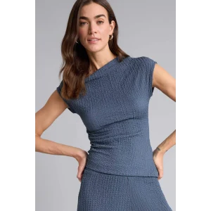 Defacto H0557AXIN247 İndigo Slım Fıt Tek Omuzlu Bürümcük Tişört