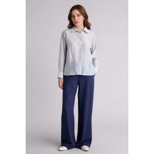 Defacto F7960AXNV31 Lacivert Wıde Leg Keten Karışımlı Pantolon