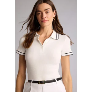 Defacto H1590AXER105 Ekru Regular Fıt Polo Yaka Fitilli Kaşkorse Kısa Kollu Polo Tişört