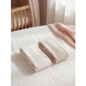 LCW baby Ekru Çiçek Desenli Kız Bebek Külotlu Çorap 2li