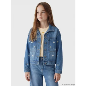 LCW Kids İndigo Çiçekli Kız Çocuk Jean Ceket
