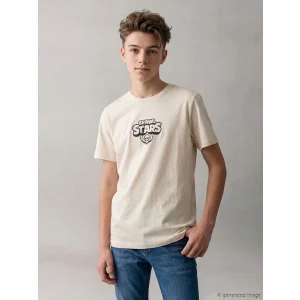 LCW Kids Bej Bisiklet Yaka Brawl Stars Baskılı Erkek Çocuk Tişört