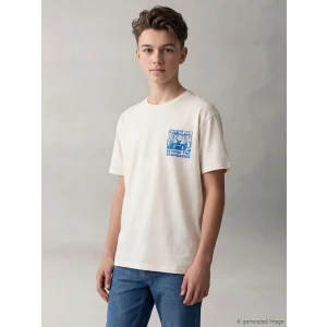 LCW Kids Bej Baskılı Erkek Çocuk Tişört