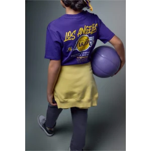 Defacto G7613A8PR299 Mor NBA Los Angeles Lakers New Regular Fıt Bisiklet Yaka Kısa Kollu Tişört Erkek Çocuk