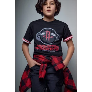Defacto G7619A8BK81 Siyah NBA Houston Rockets Tişört Erkek Çocuk