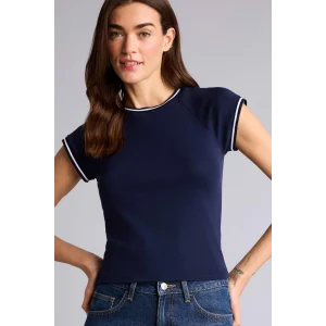 Defacto H4287AXNV251 Lacivert Regular Fıt Bisiklet Yaka Basıc Düz Ribana Kısa Kollu Tişört