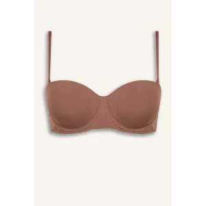 Defacto G9801AXBN307 Kahve Micro Kaplı Pedli Balenli Straplez Sütyen
