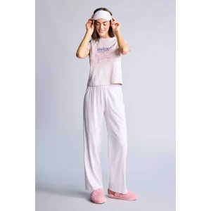 Defacto H2022AXPN425 Pembe Pijama Takımı Baskılı Üst Alt