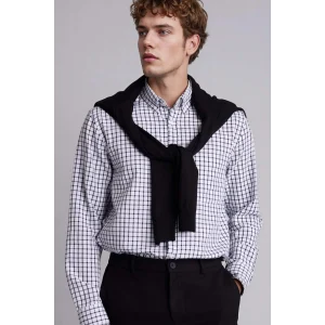 Defacto H3574AXNV64 Lacivert Regular Fıt Polo Yaka Oxford Uzun Kollu Gömlek