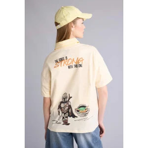 Defacto H0268AXER103 Ekru Star Wars Oversıze Sırt Baskılı Tişört