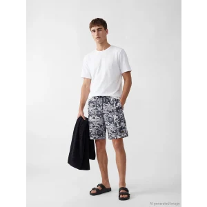LCW SWIMWEAR Lacivert Diz Altı Boy Desenli Erkek Deniz Şortu