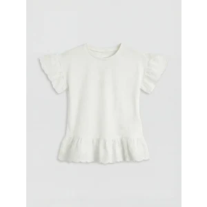 LCW Kids Ekru Bisiklet Yaka Kız Çocuk Tişört