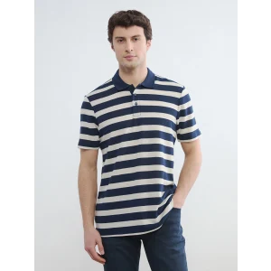 LCWAIKIKI Classic Lacivert Polo Yaka Çizgili Erkek Tişört