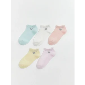 LCW Kids Turkuaz Kalp Desenli Kız Çocuk Patik Çorap 5li